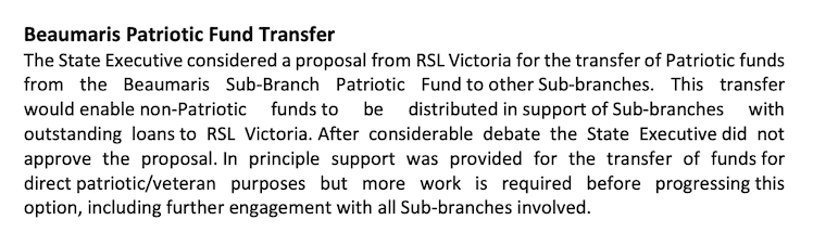 Extract of letter from RSL Victoria State Executive Communique Tuesday 14 April 2020 