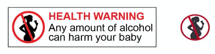 Label saying alcohol may harm your baby