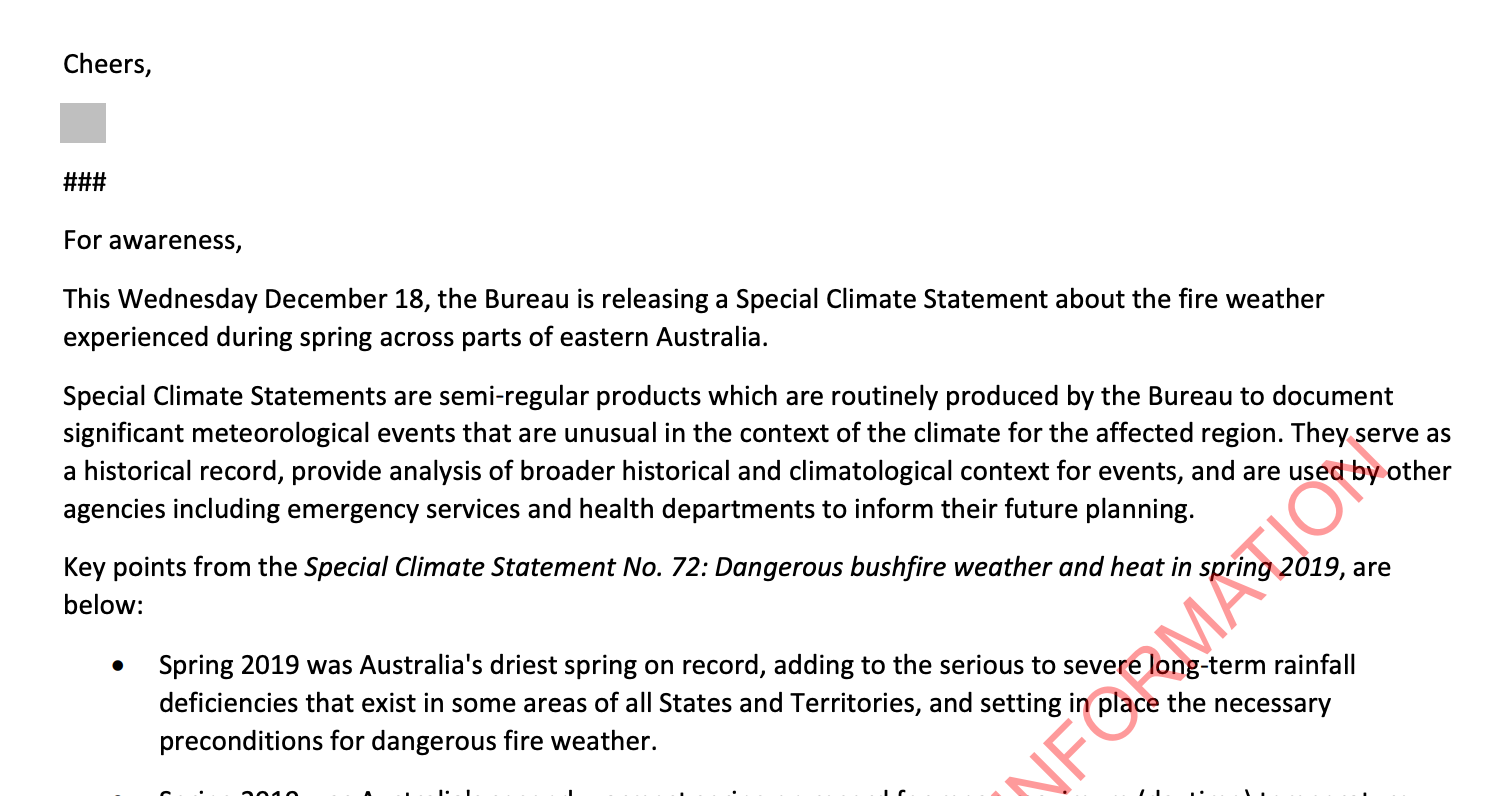 Purpose of BoM climate statements