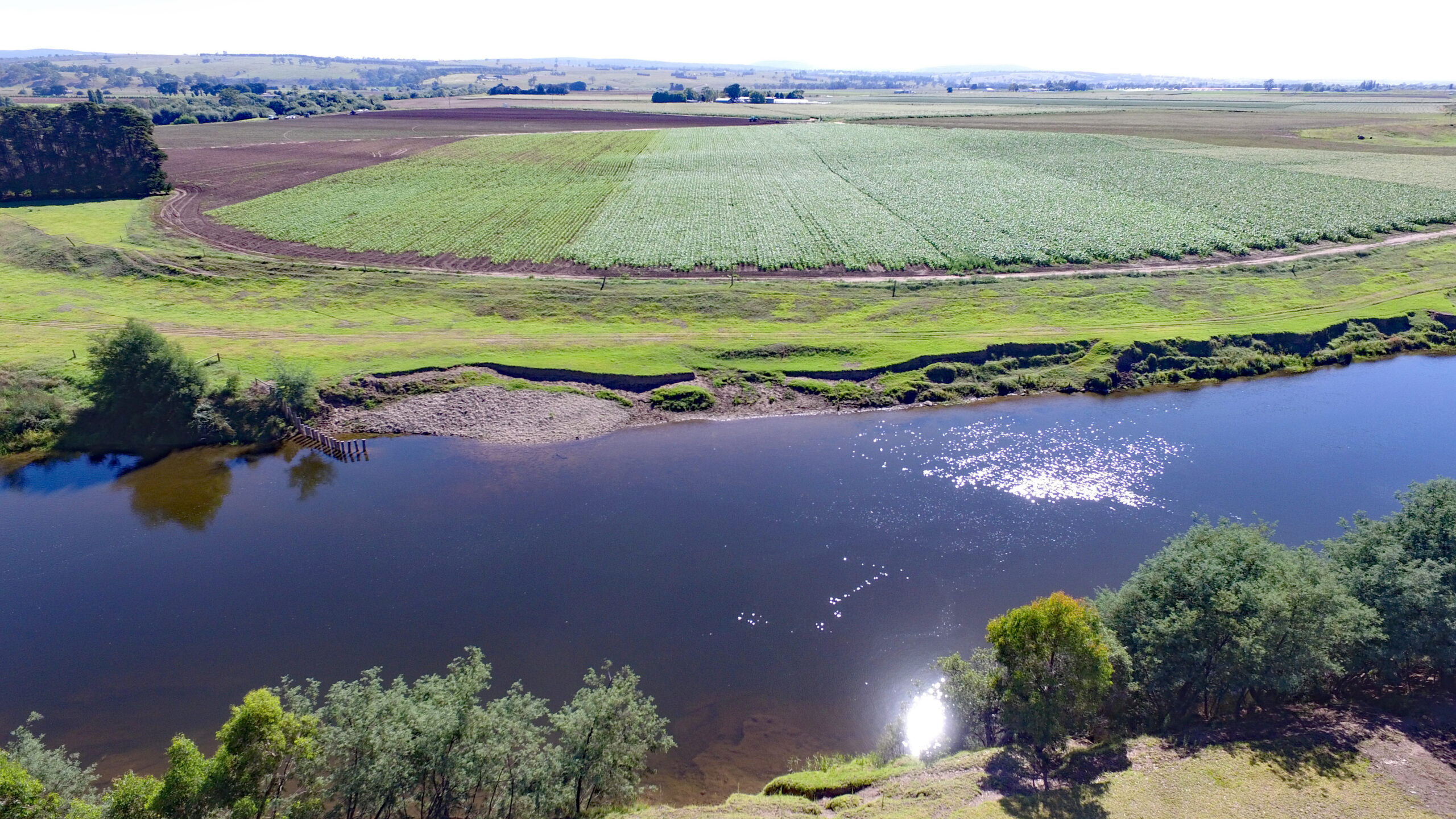 Lindenow Valley vegetable fields and Mitchell River
